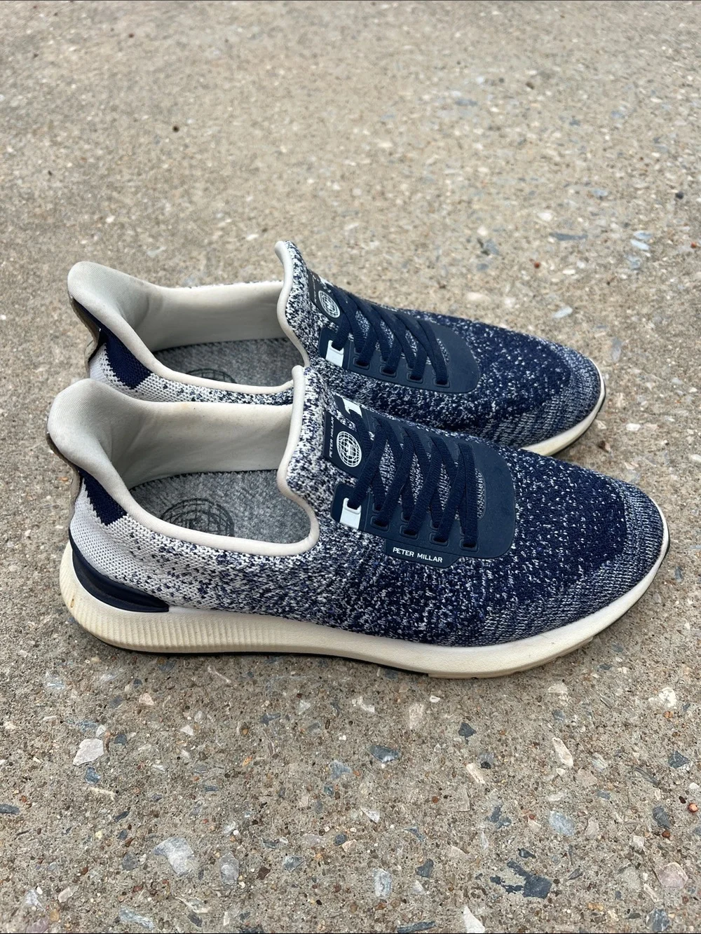 Peter Millar Men’s Knit Sneakers in Navy and Cream